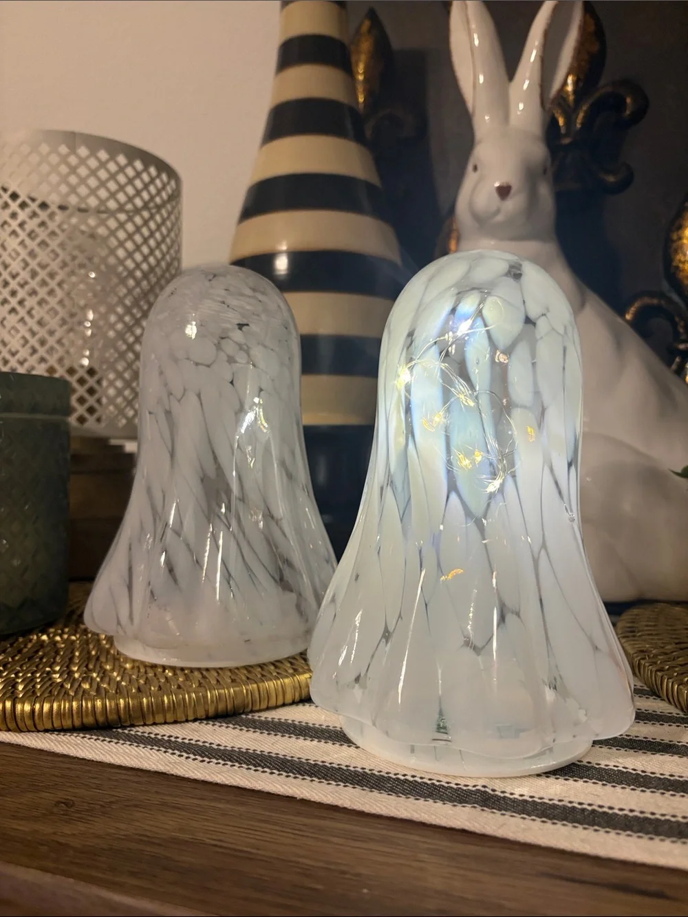 🆕Overjoyed Boutique Blown Glass Light Up Ghosts, Bundle Of 2